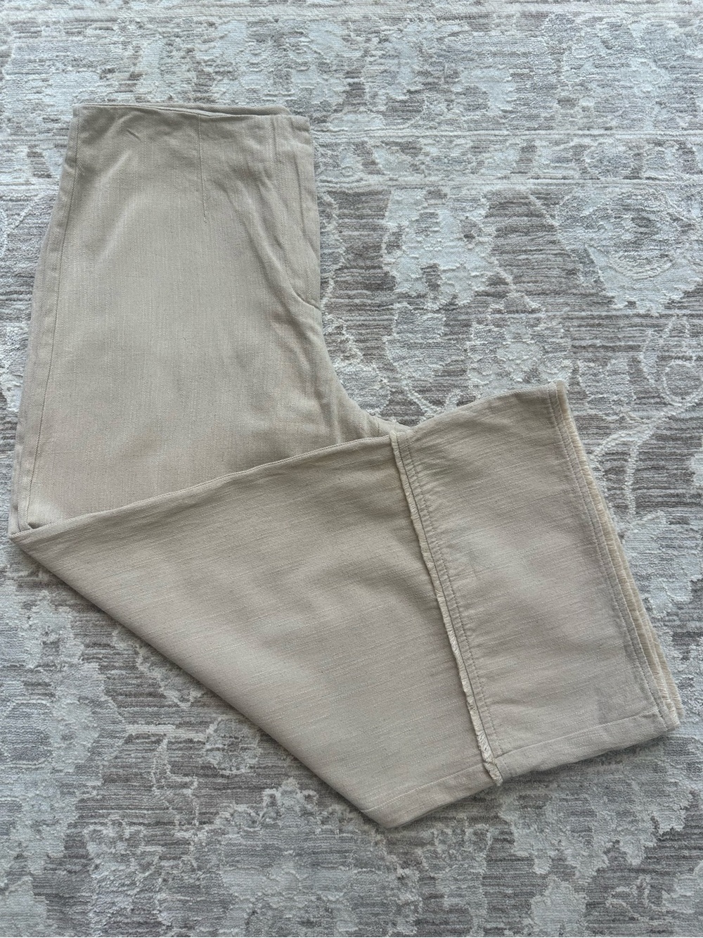 Zara Rustic Frayed High Waist Wide Leg Cropped Denim Capri Culotte Trousers (L) - Picture 10 of 13